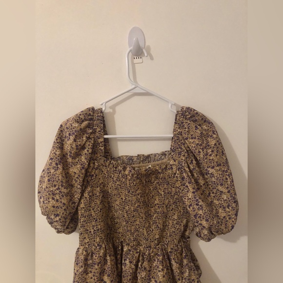 Free the Roses Floral Smocked Boho Dress with puff sleeves and flowers size L - Picture 2 of 11